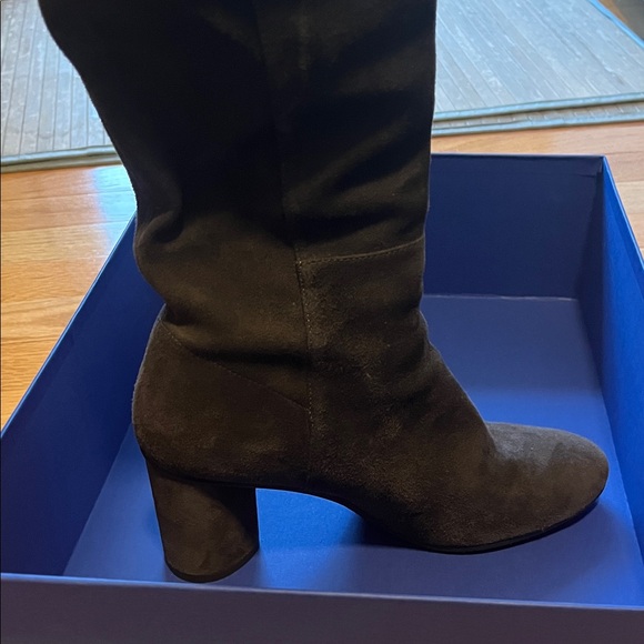 Stuart Weitzman Eloise Asphalt Suede Heeled Boots - Picture 2 of 15